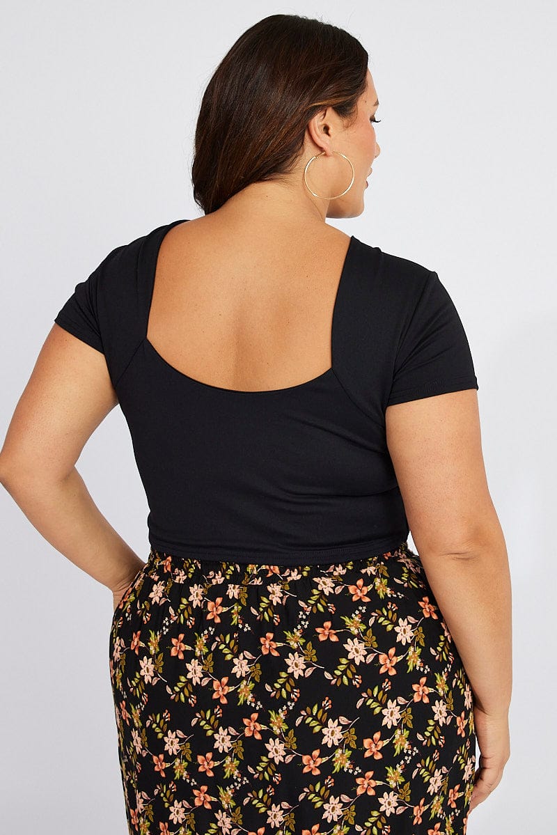 Black Supersoft Top Short Sleeve Backless