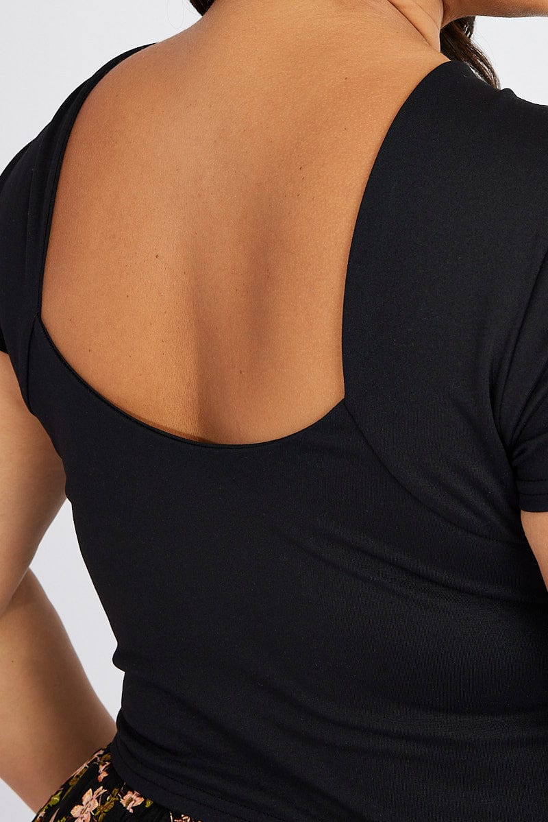 Black Supersoft Top Short Sleeve Backless