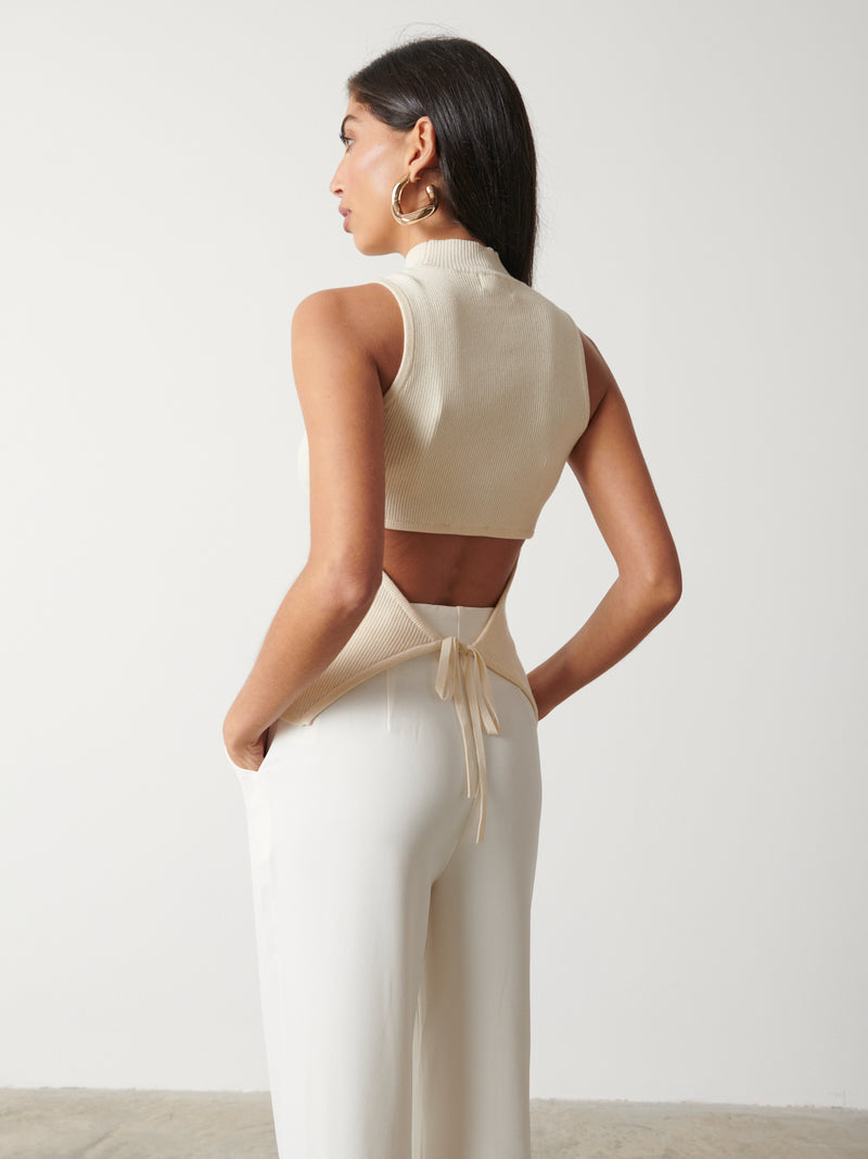 Eva Backless Knit Top - Cream