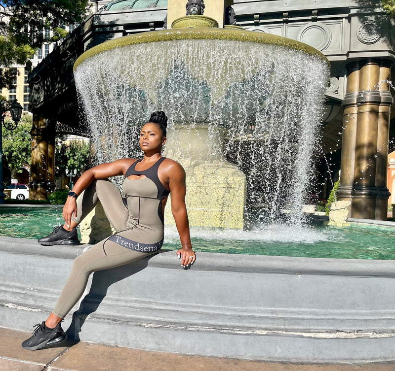 Army Green Backless Bodysuit