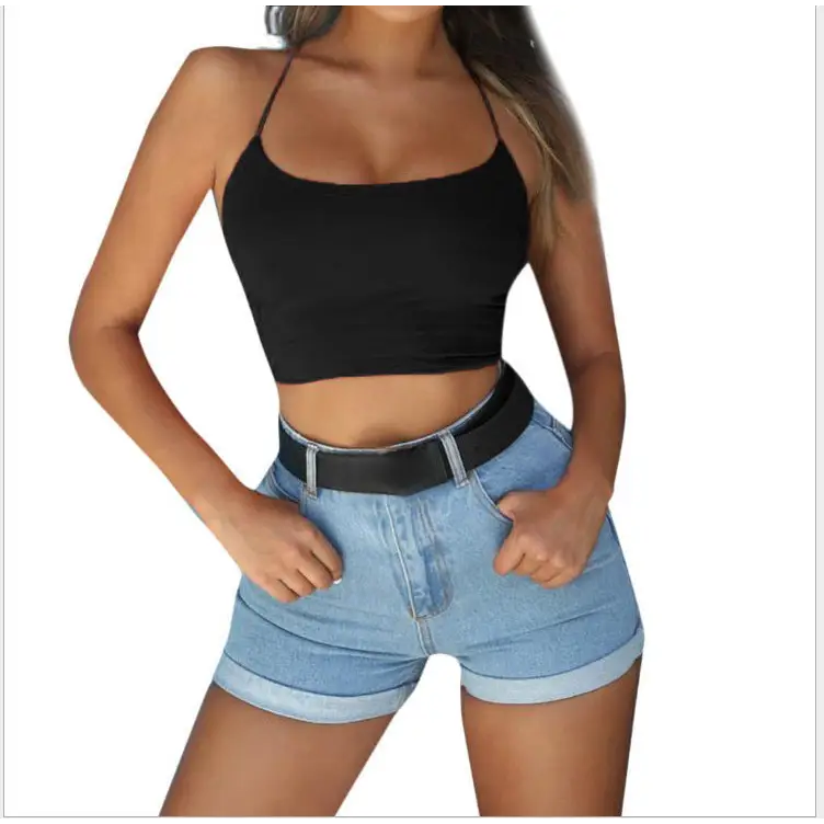Solid Color Backless T-shirt Short Sleeve Clothes For Women