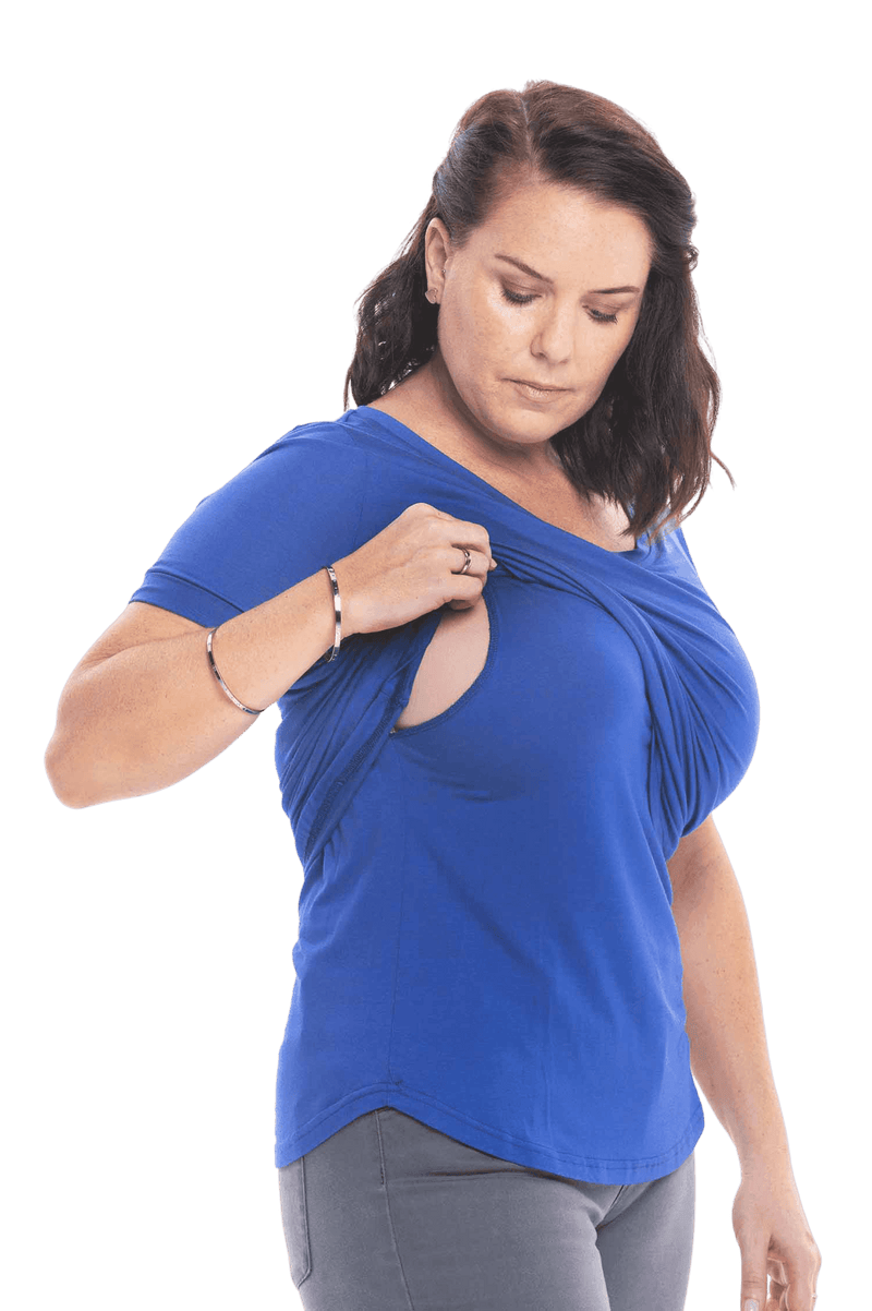 STEVIE BREASTFEEDING TEE COBALT BLUE - FINAL SALE