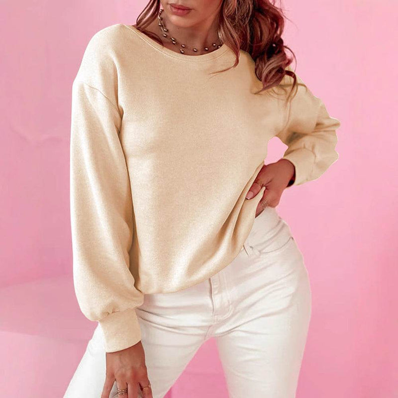 Buycenter Light Yellow Bow Backless Sweater - Princess Sleeve Pullover