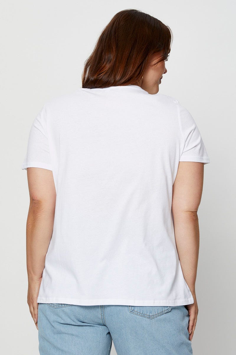 White Graphic T-shirt Crew Neck Short Sleeve