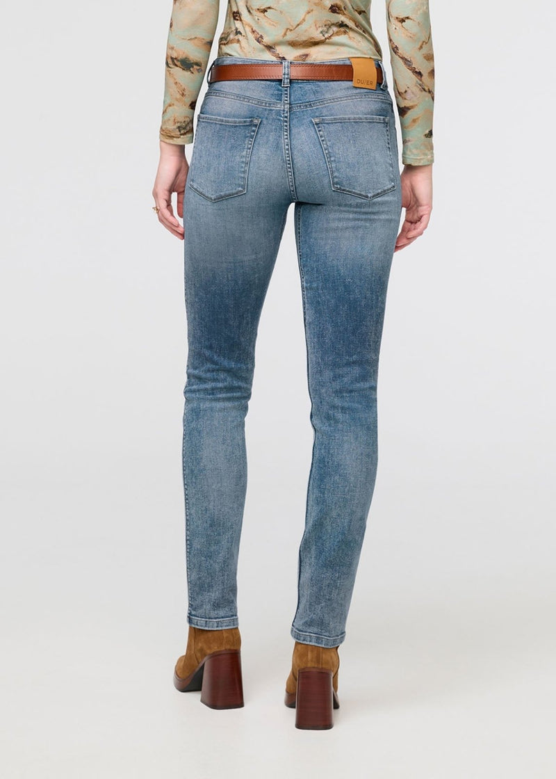Performance Denim Mid Rise Slim Straight - Beach Blue