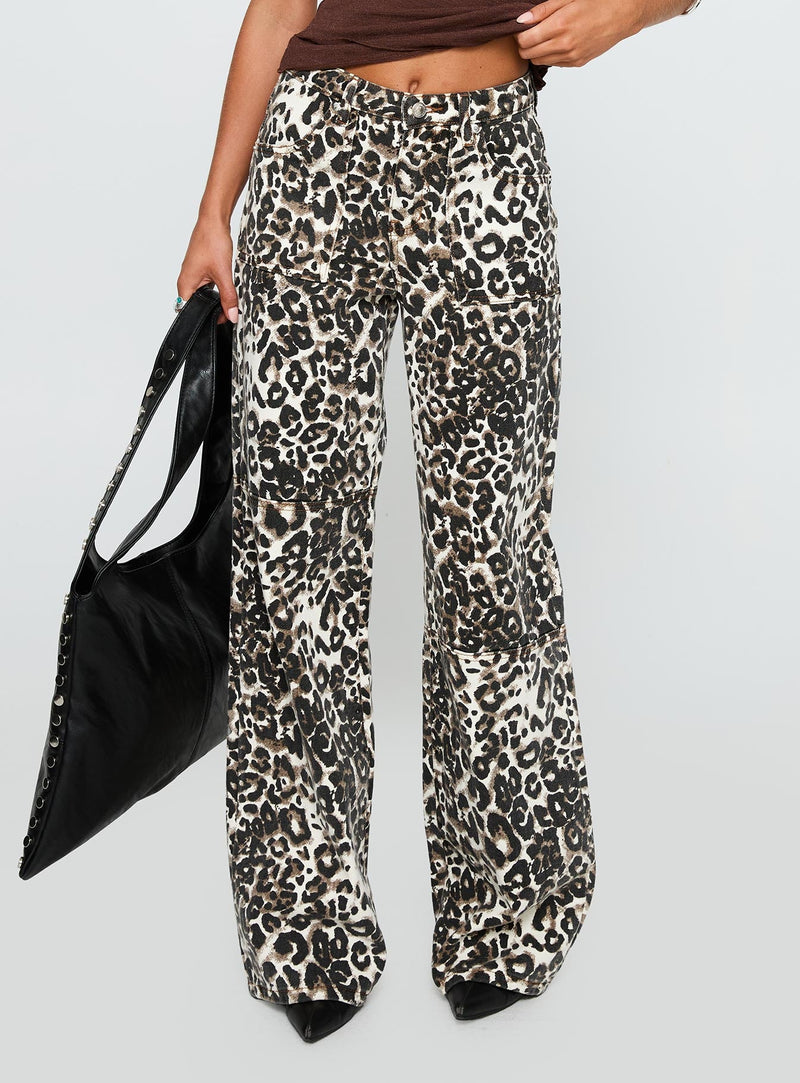 Wild Ride Denim Cargo Jeans Leopard