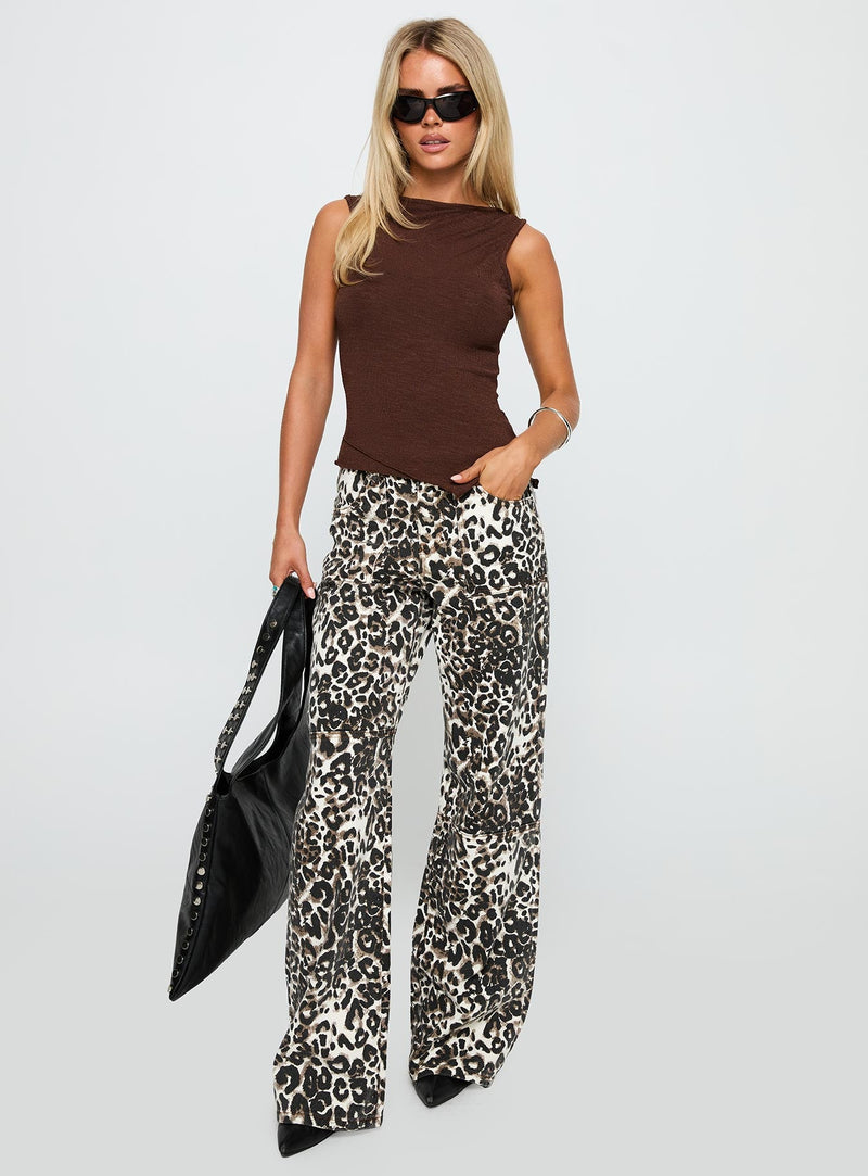 Wild Ride Denim Cargo Jeans Leopard