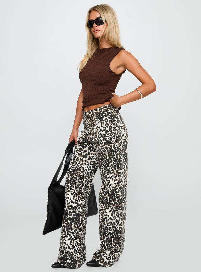 Wild Ride Denim Cargo Jeans Leopard