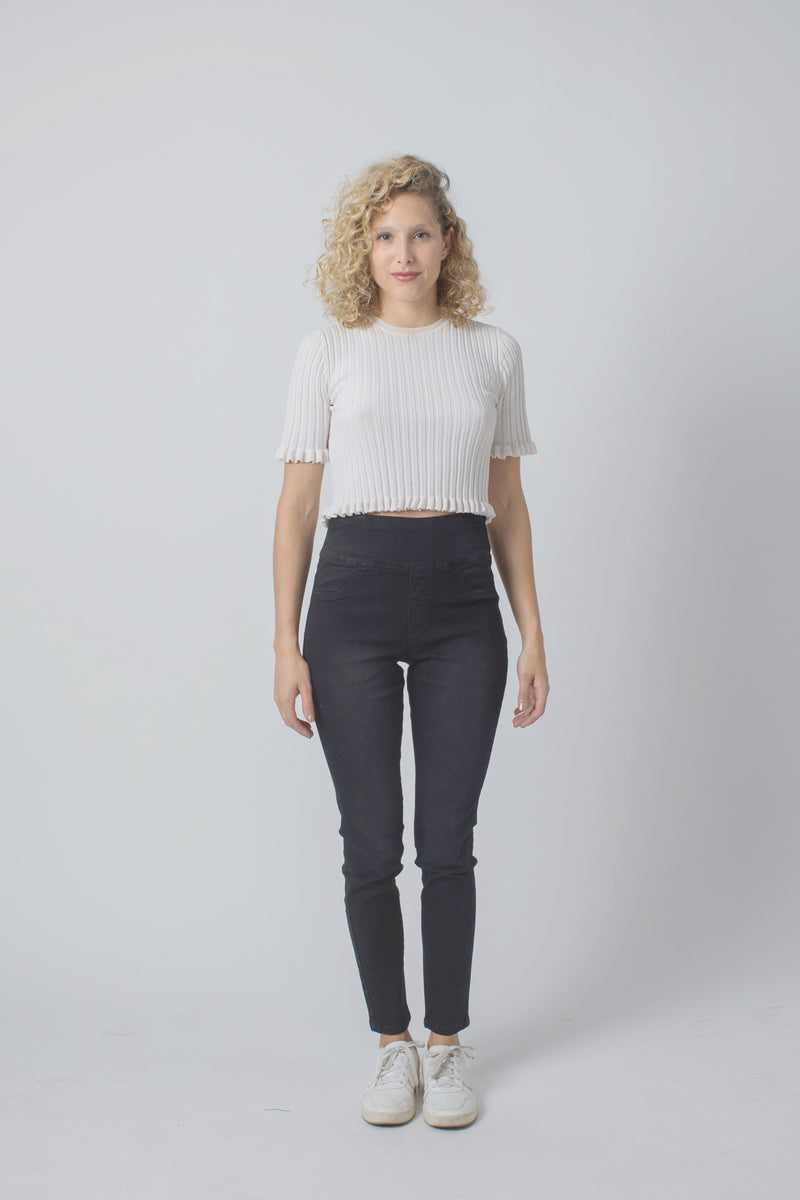 Wakee Denim Ladies Plain Pull Up Jean Pant