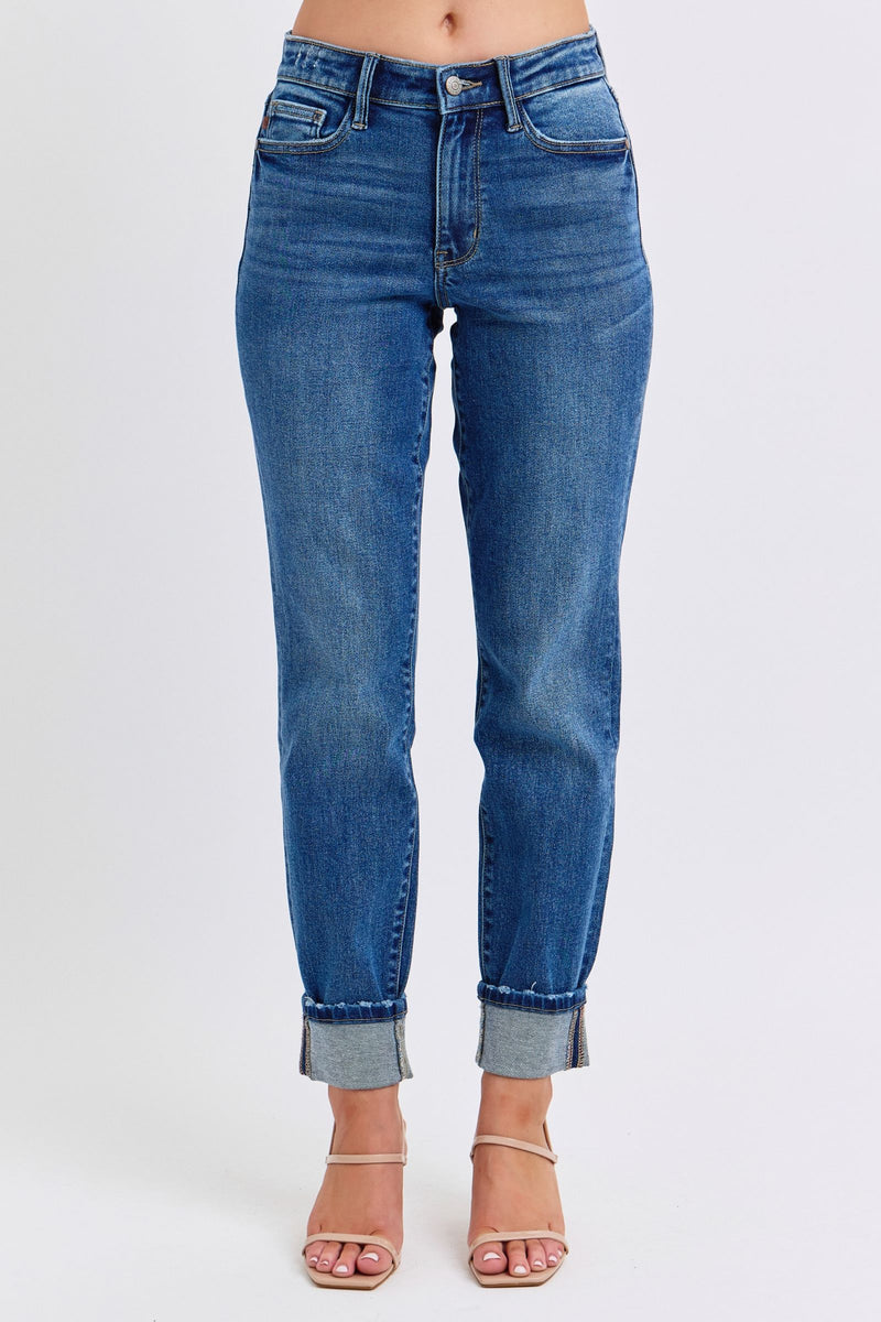 Judy Blue Mid Rise Vintage Wash Boyfriend Denim Jeans 82624