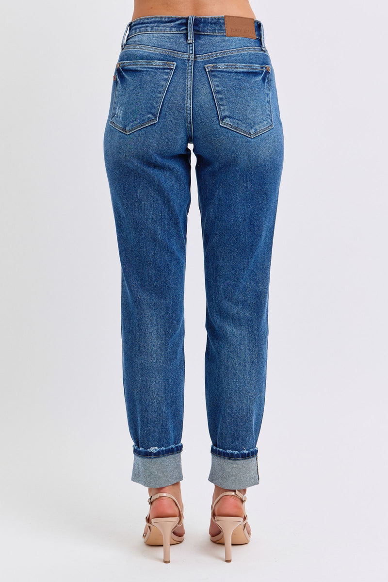 Judy Blue Mid Rise Vintage Wash Boyfriend Denim Jeans 82624