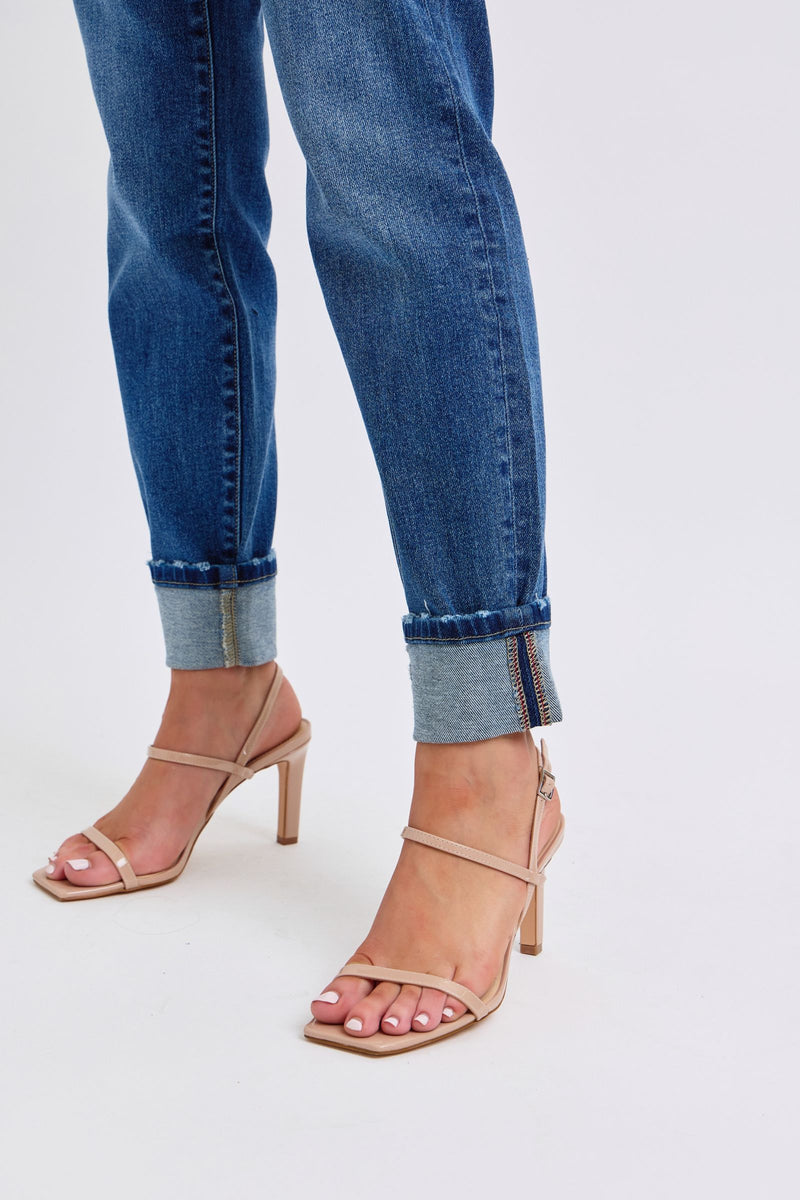 Judy Blue Mid Rise Vintage Wash Boyfriend Denim Jeans 82624