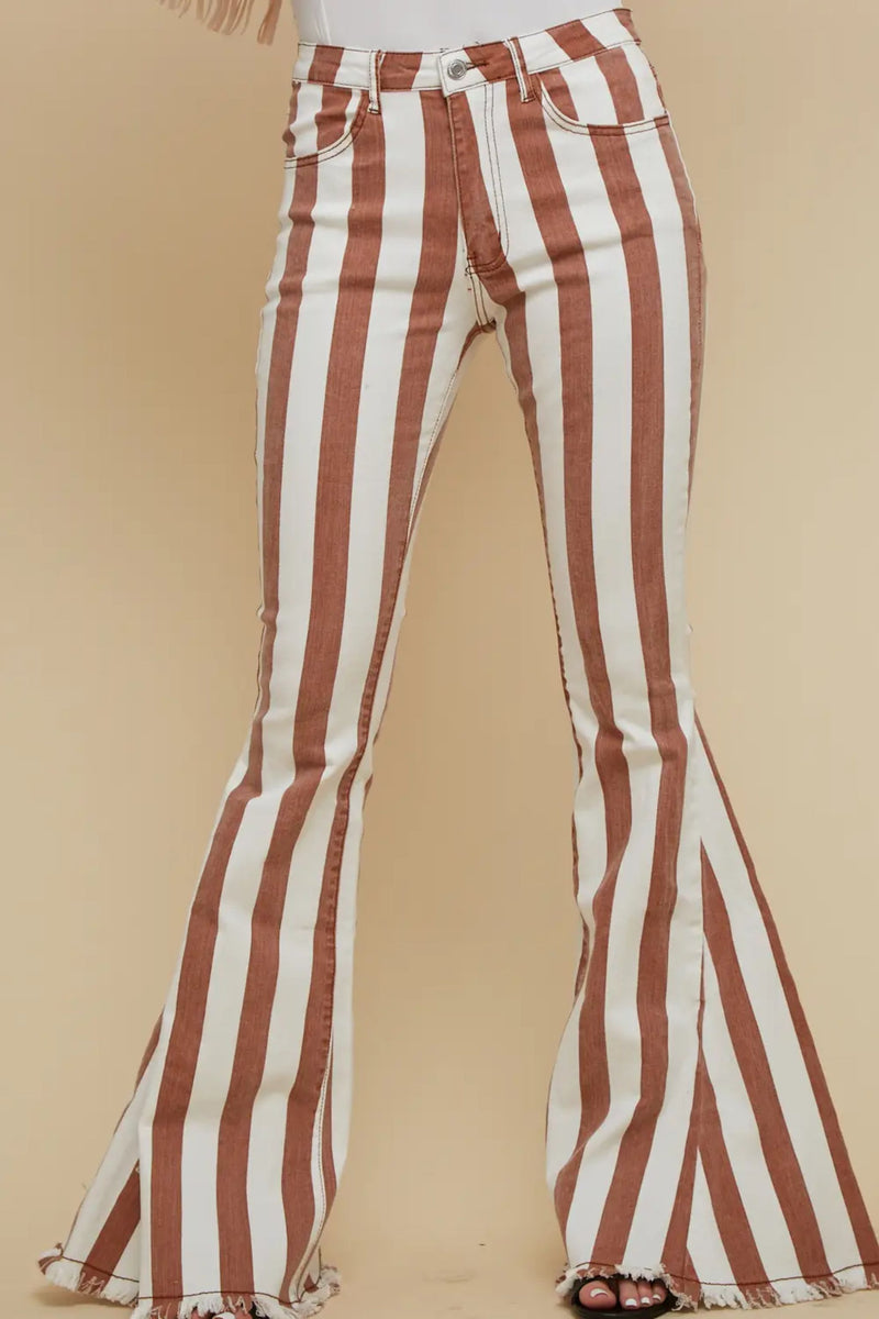 Austin Striped Denim Flared Jeans