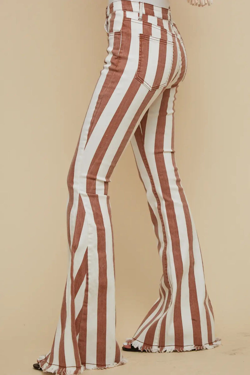 Austin Striped Denim Flared Jeans