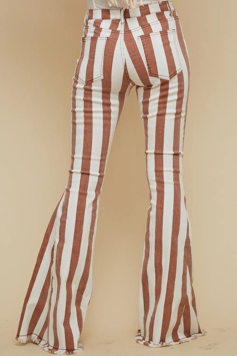 Austin Striped Denim Flared Jeans
