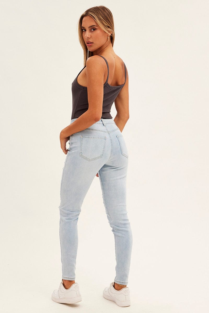 Blue Skinny Denim Jeans High Rise
