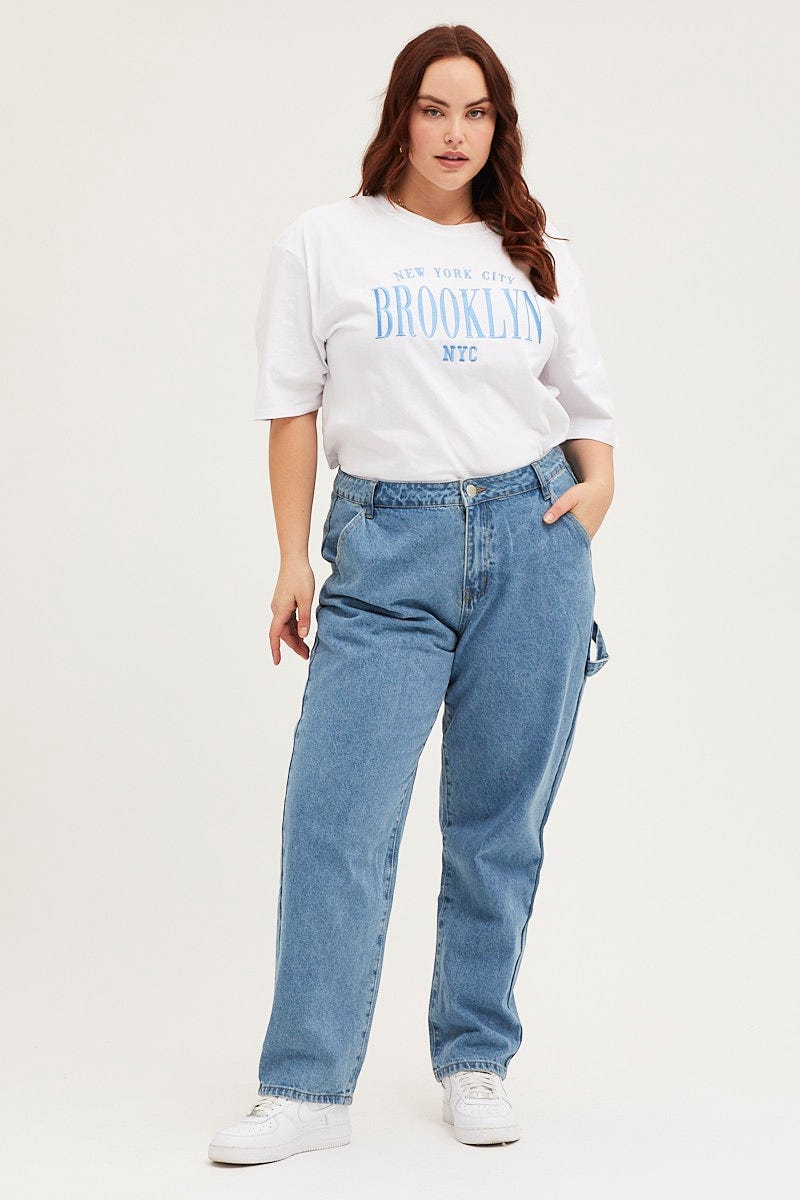 Blue High Rise Carpenter Denim Jeans