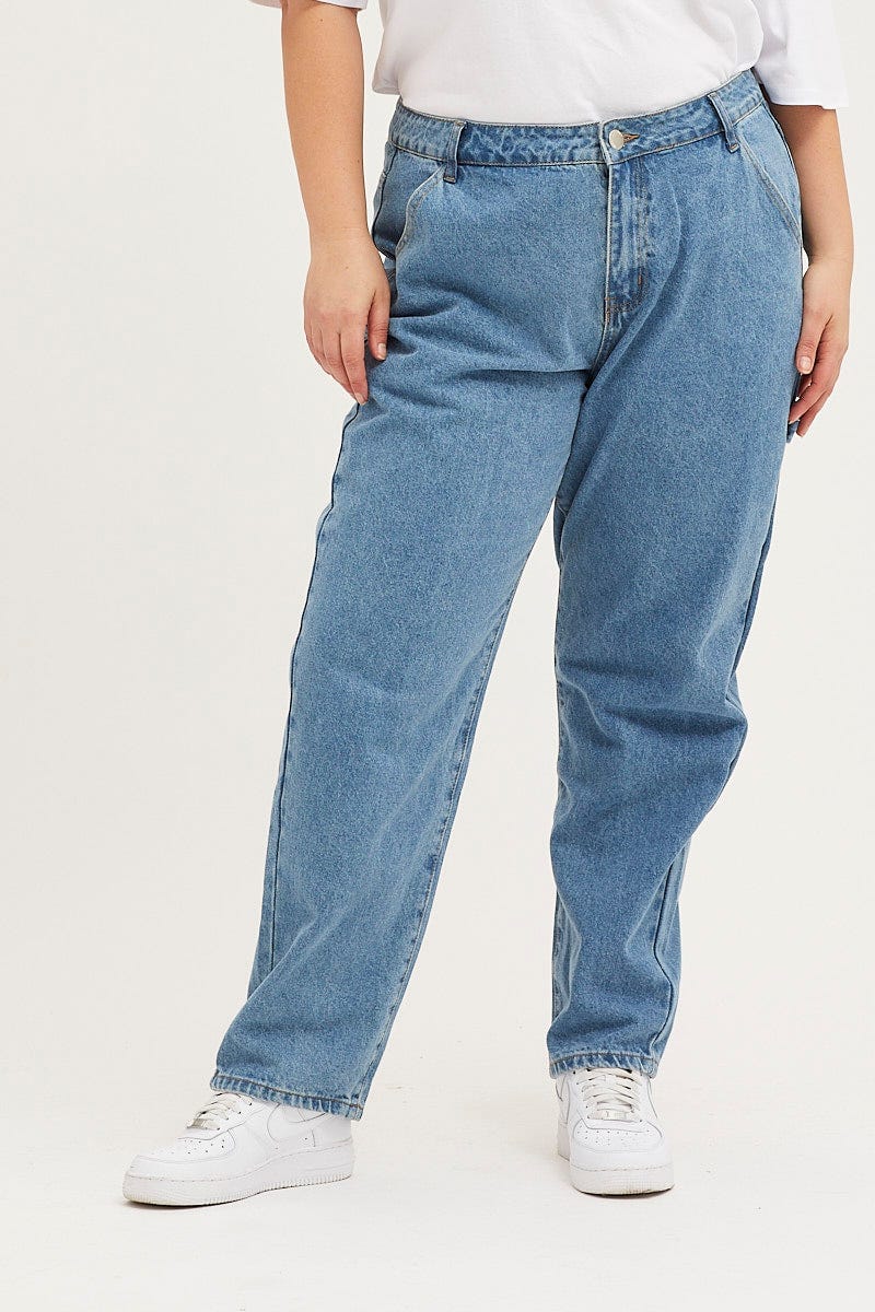 Blue High Rise Carpenter Denim Jeans