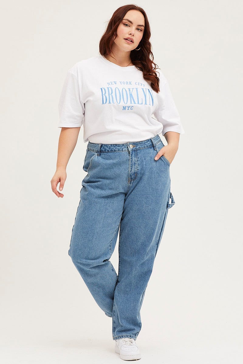 Blue High Rise Carpenter Denim Jeans