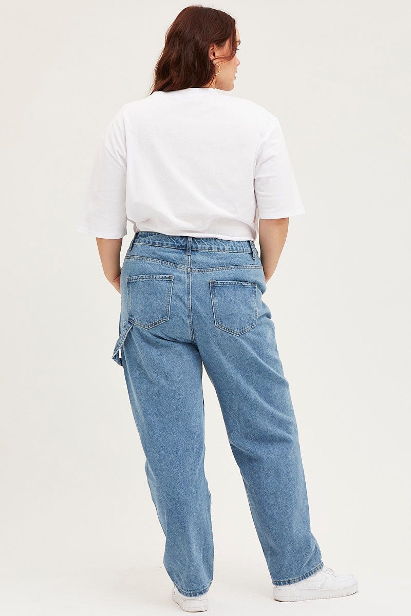 Blue High Rise Carpenter Denim Jeans