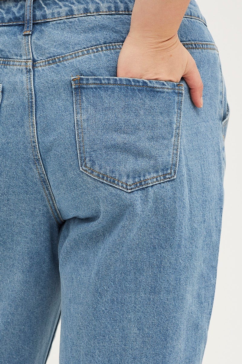 Blue High Rise Carpenter Denim Jeans