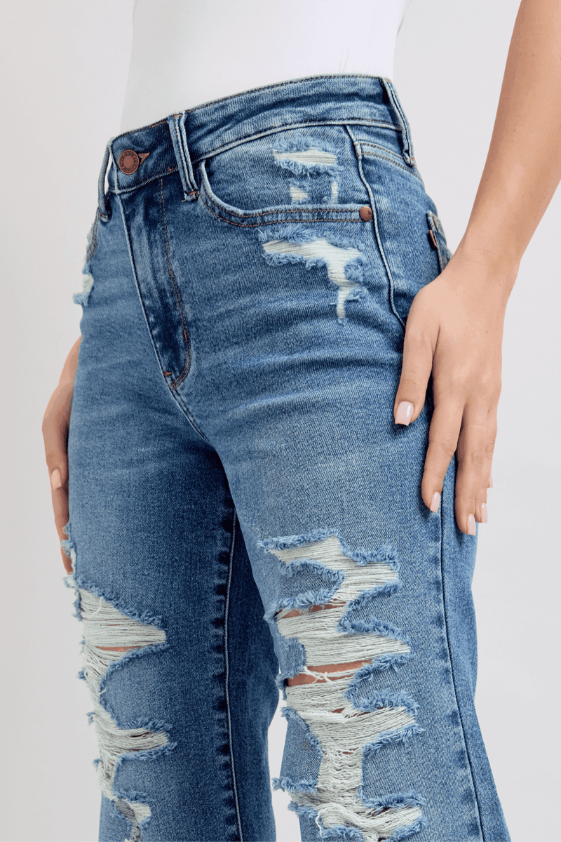 Judy Blue High Waist Destroy Straight Denim Jeans 88447