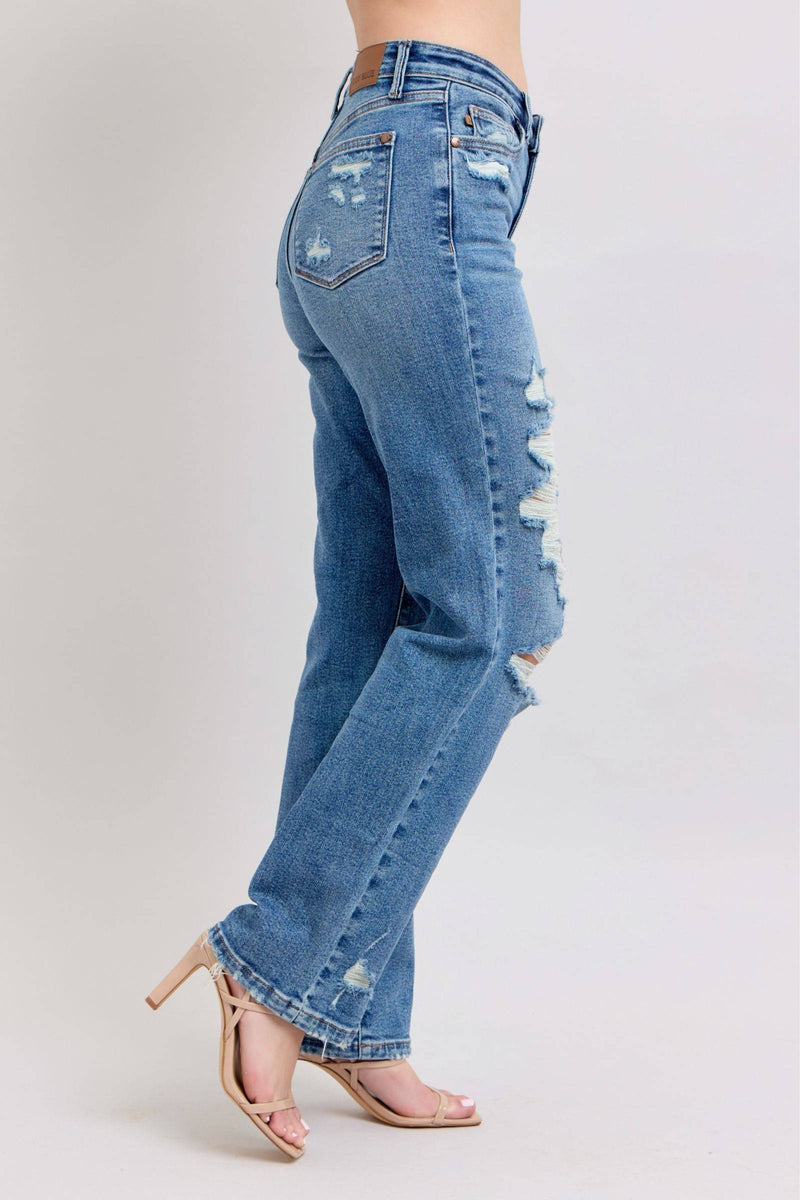 Judy Blue High Waist Destroy Straight Denim Jeans 88447