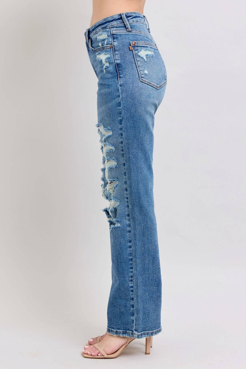 Judy Blue High Waist Destroy Straight Denim Jeans 88447