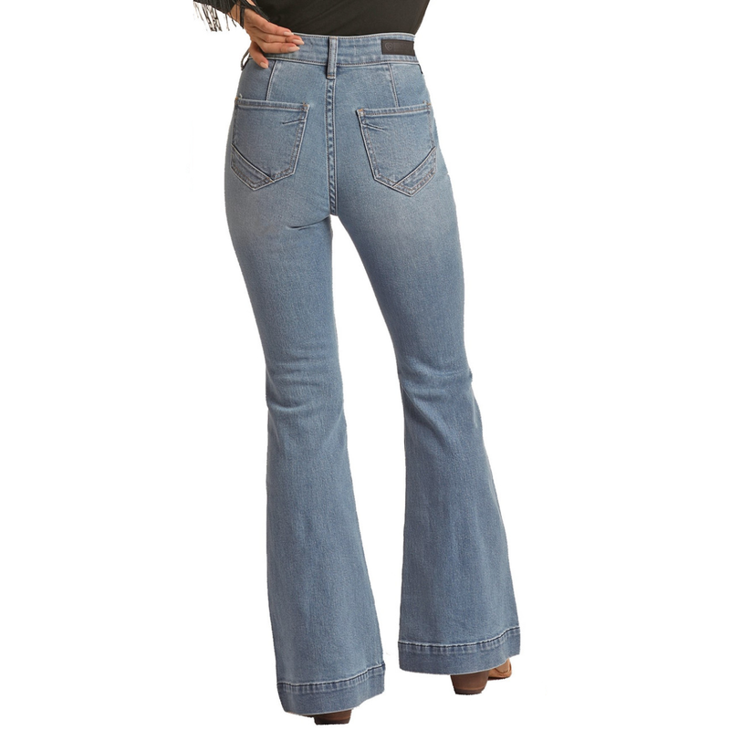 Rock & Roll Denim High Rise Stretch Dart & Button Light Wash Jeans RRWD6HRZQG