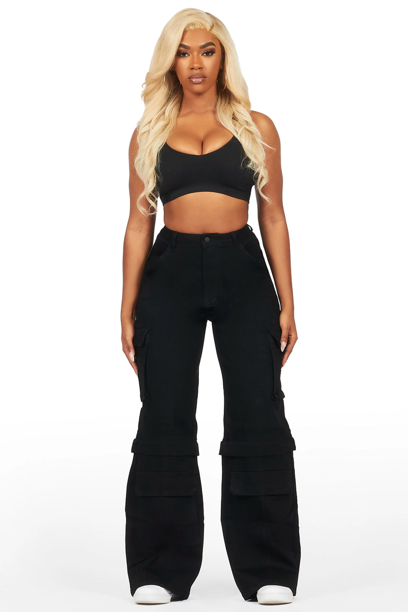 Precious Black Baggy Stacked Jean