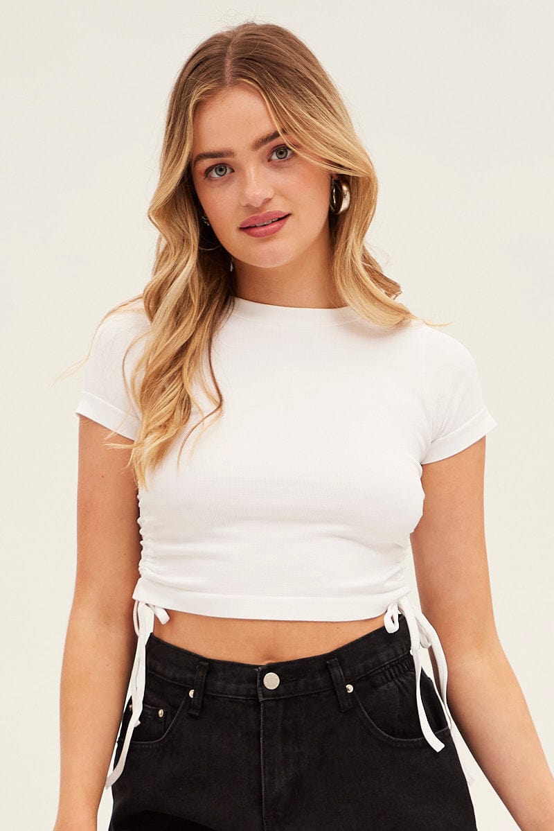 White T Shirt Short Sleeve Crew Neck