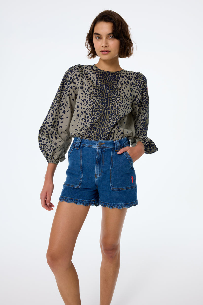 Authentic Indigo Scallop Denim Shorts