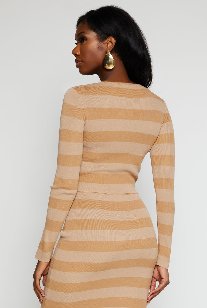 Striped Crew Neck Long Sleeve Sweater