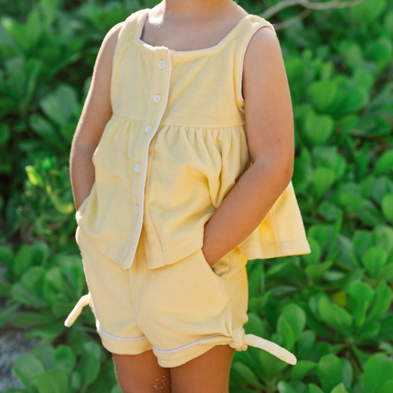 girls banana french terry tie knot short