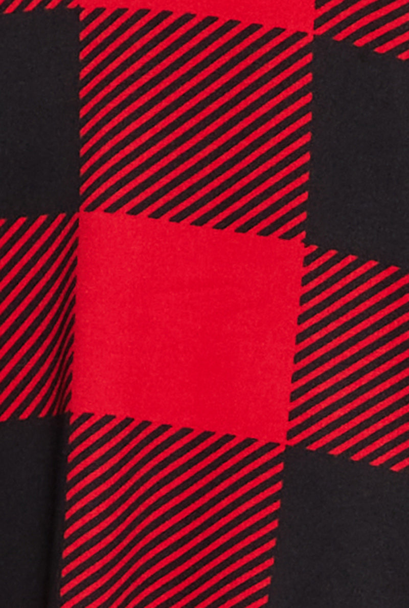 Plus Size Buffalo Plaid Mock Neck Peplum Top