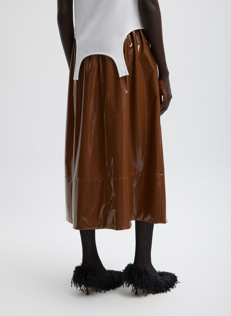 Light Weight Patent Smocking Waistband Full Skirt