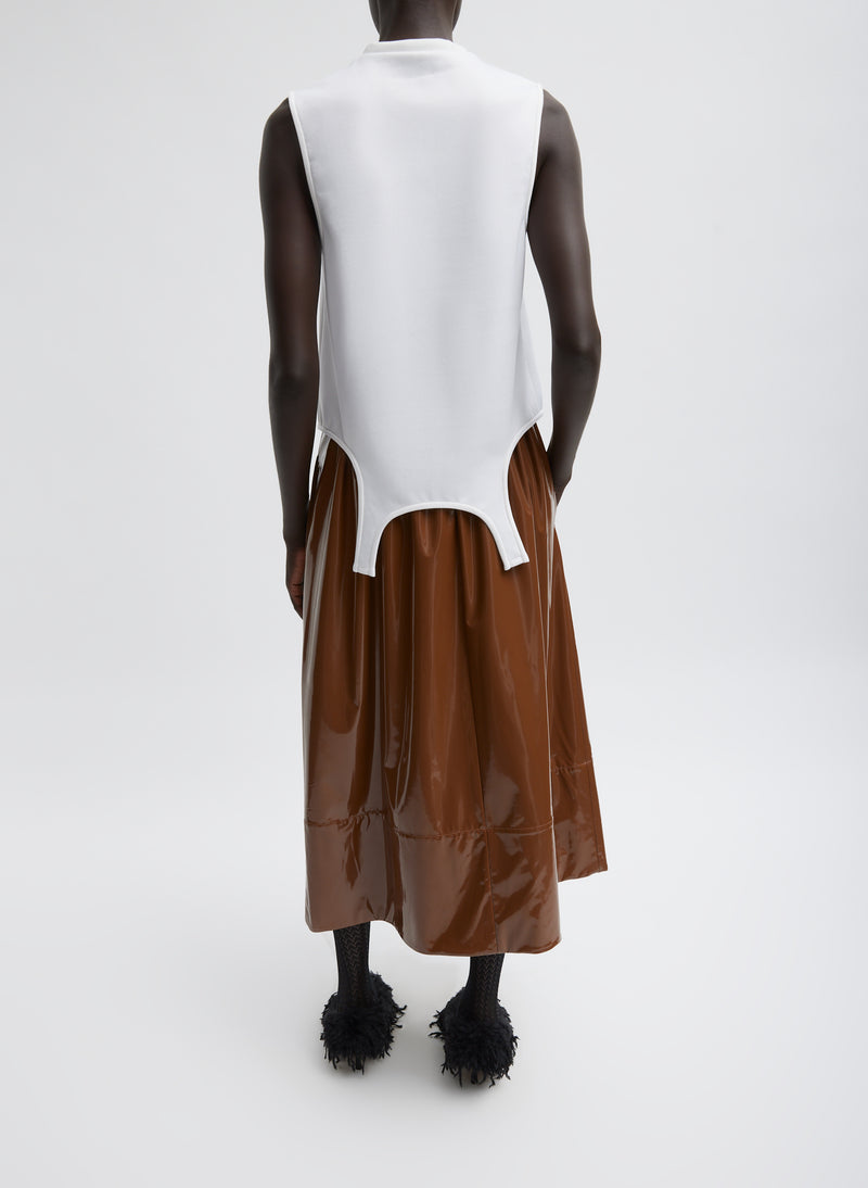 Light Weight Patent Smocking Waistband Full Skirt