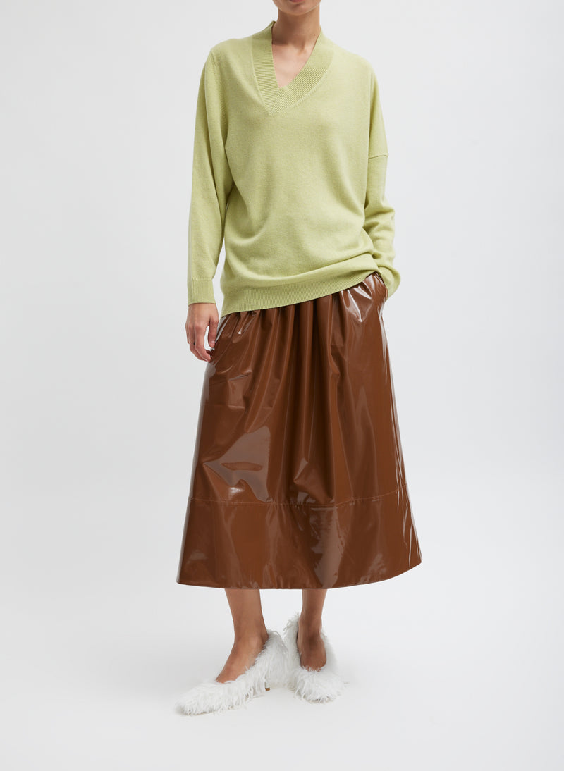 Light Weight Patent Smocking Waistband Full Skirt