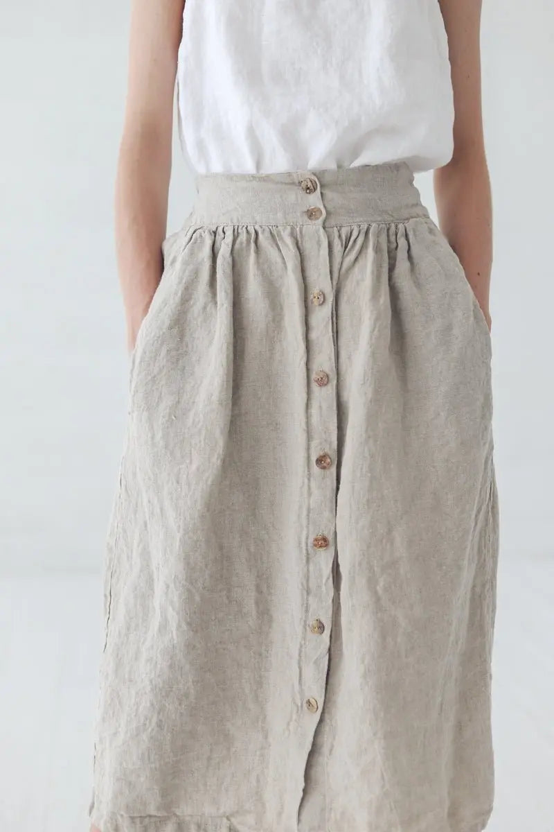 Linen Skirt With Buttons