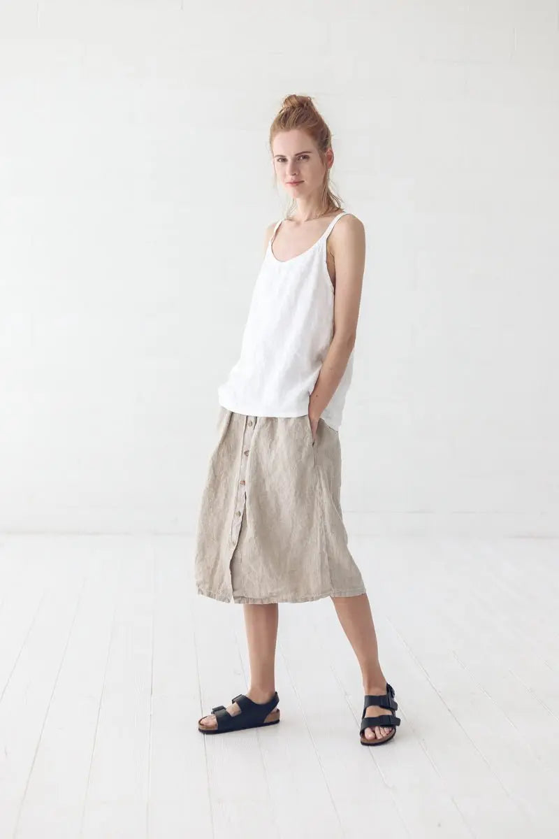 Linen Skirt With Buttons