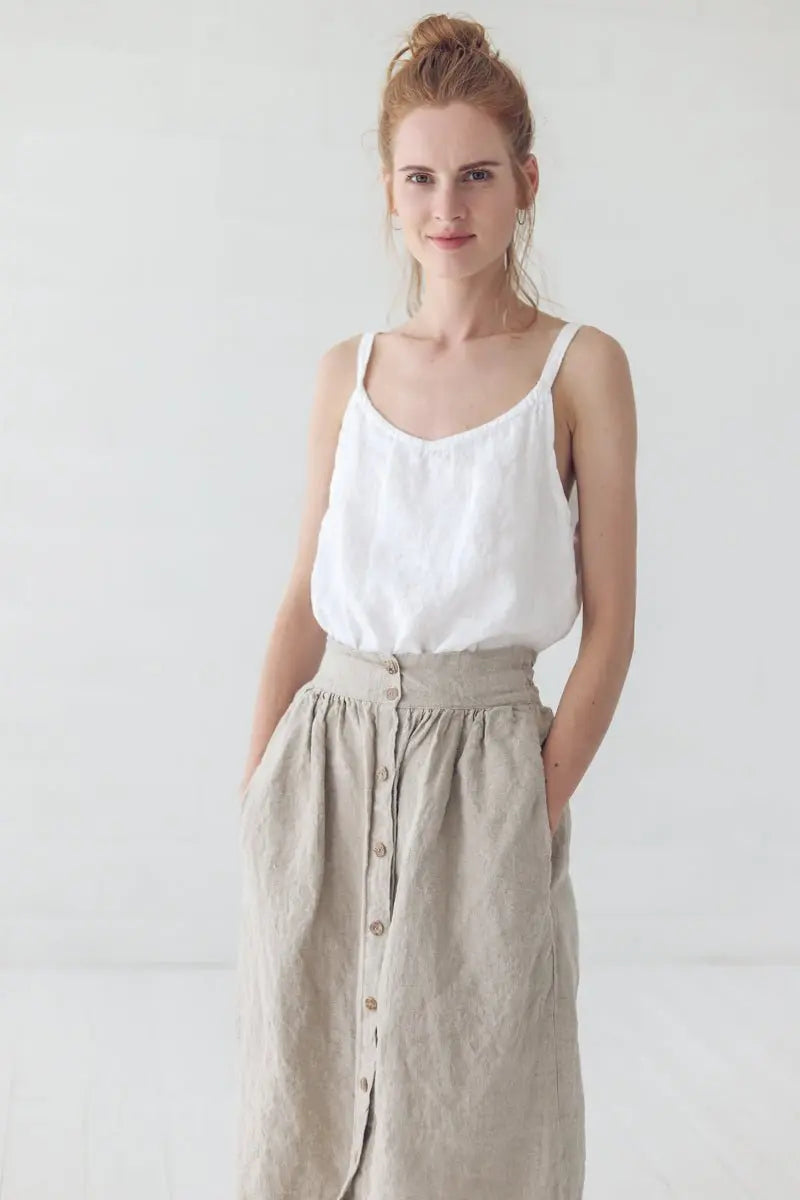 Linen Skirt With Buttons