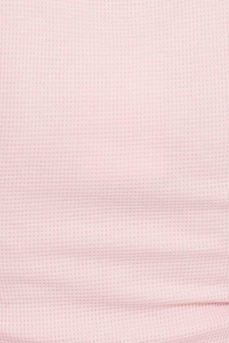 Pink Crop Cardigan Short Sleeve Waffle