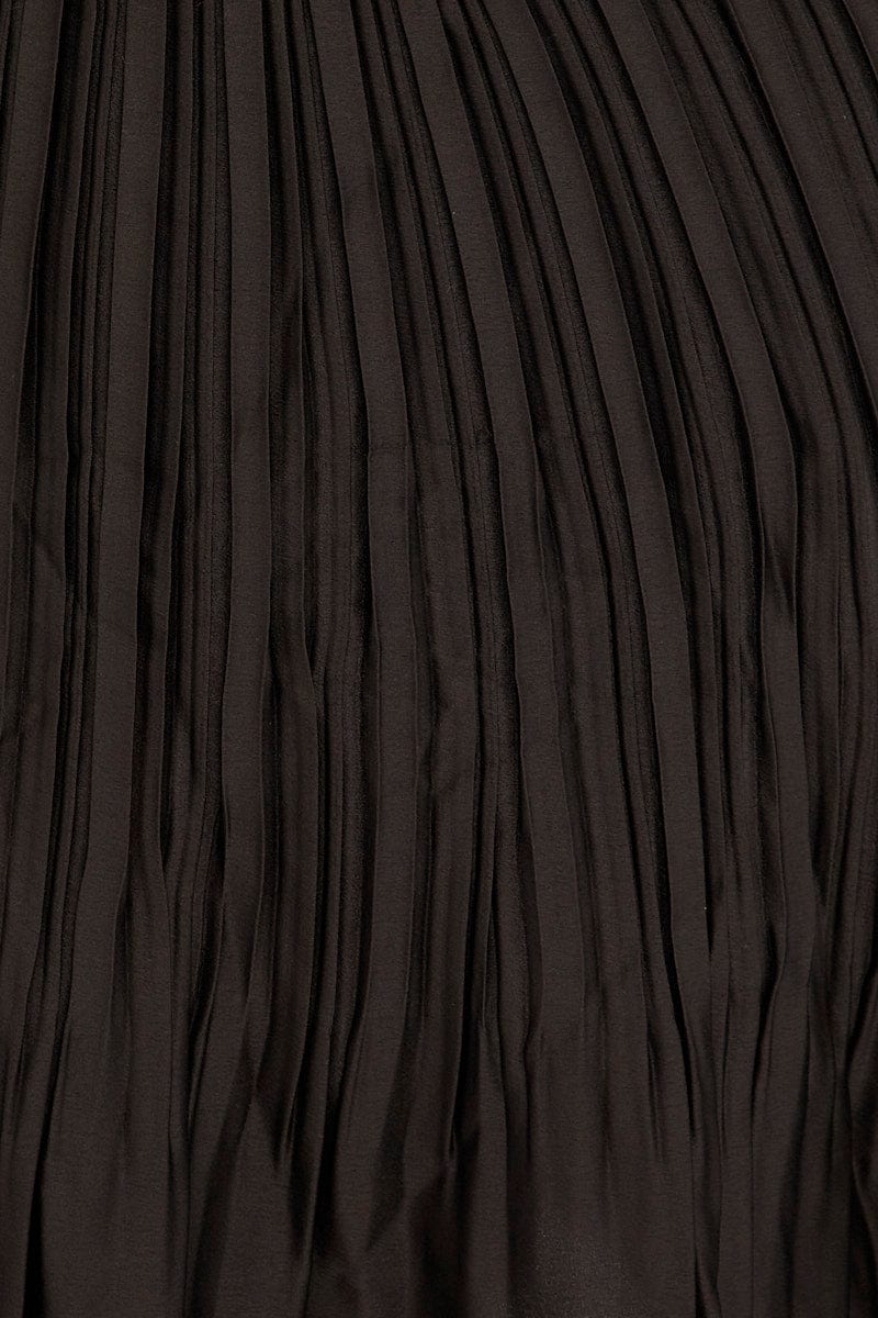 Black Pleated Skirt Mini Satin
