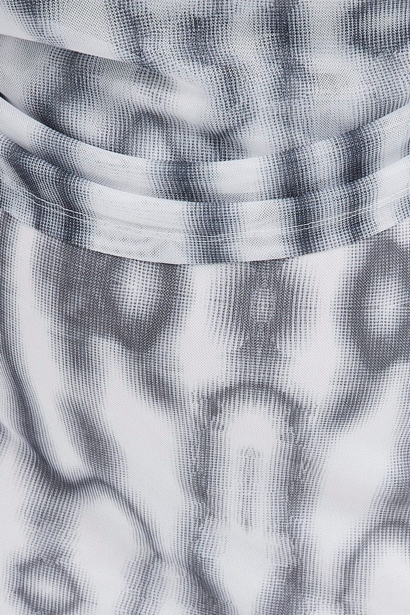 Multi Abstract Mini Skirt Mesh Lined