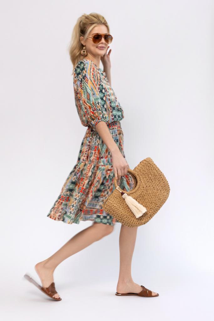 Tiered Skirt - Aztec Print