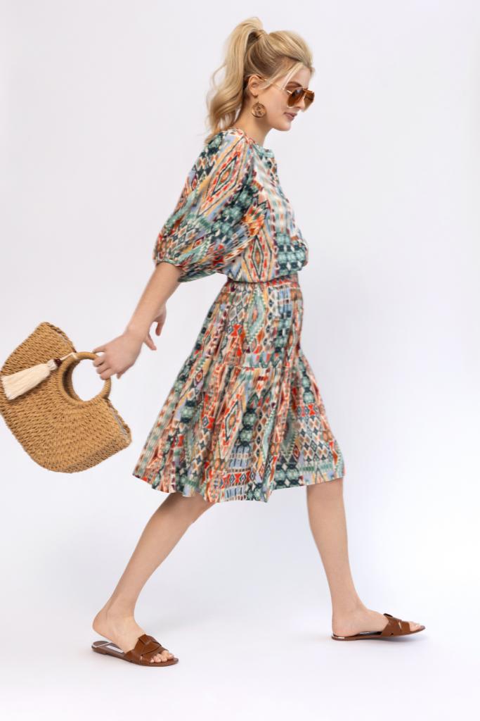 Tiered Skirt - Aztec Print