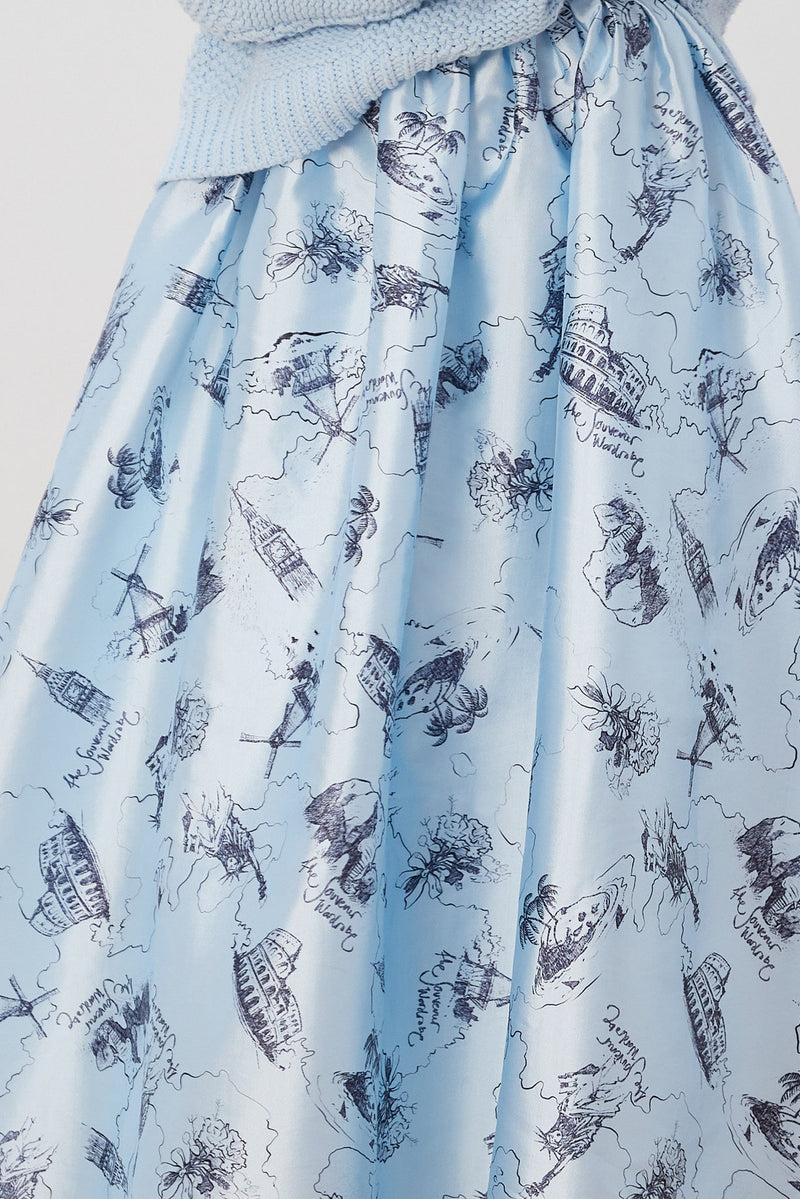 Stella Nova Juna Printed Blue Midi Skirt