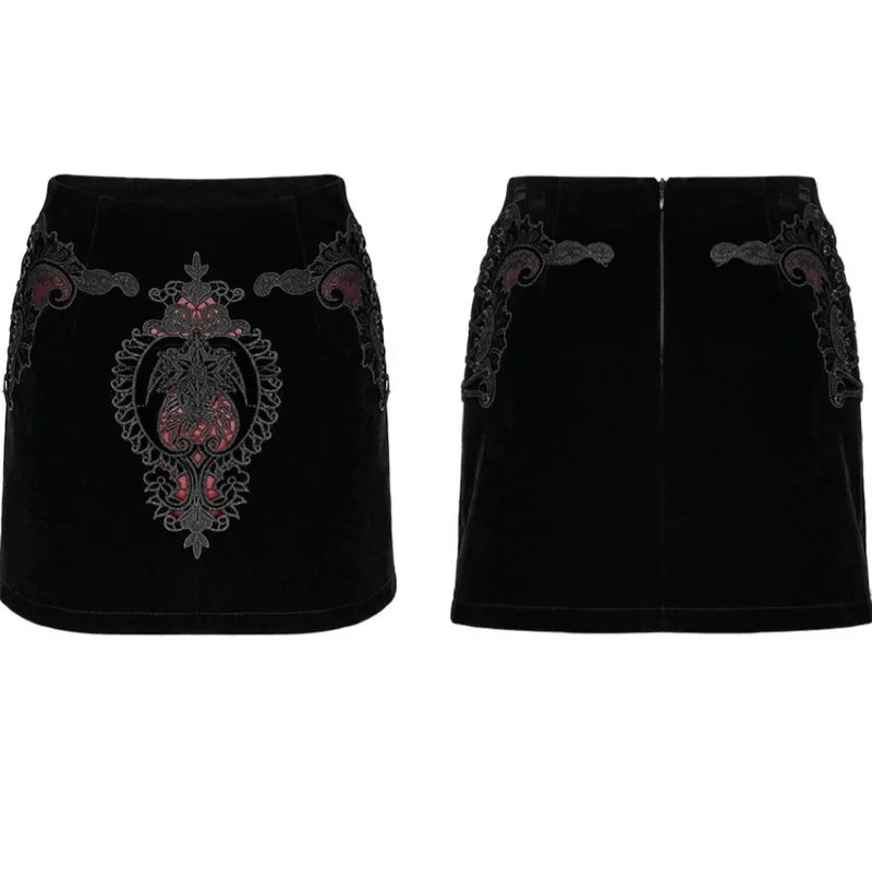 PunkRave Gothic Applique Skirt