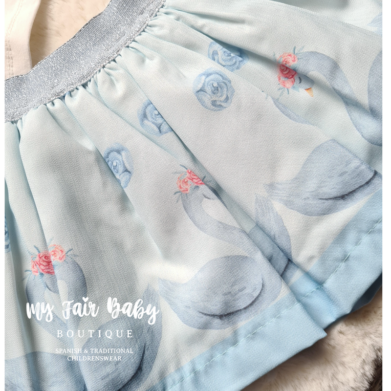 Caramelo Kids Girls Blue Swan Lake Skirt Set - 7-9 years