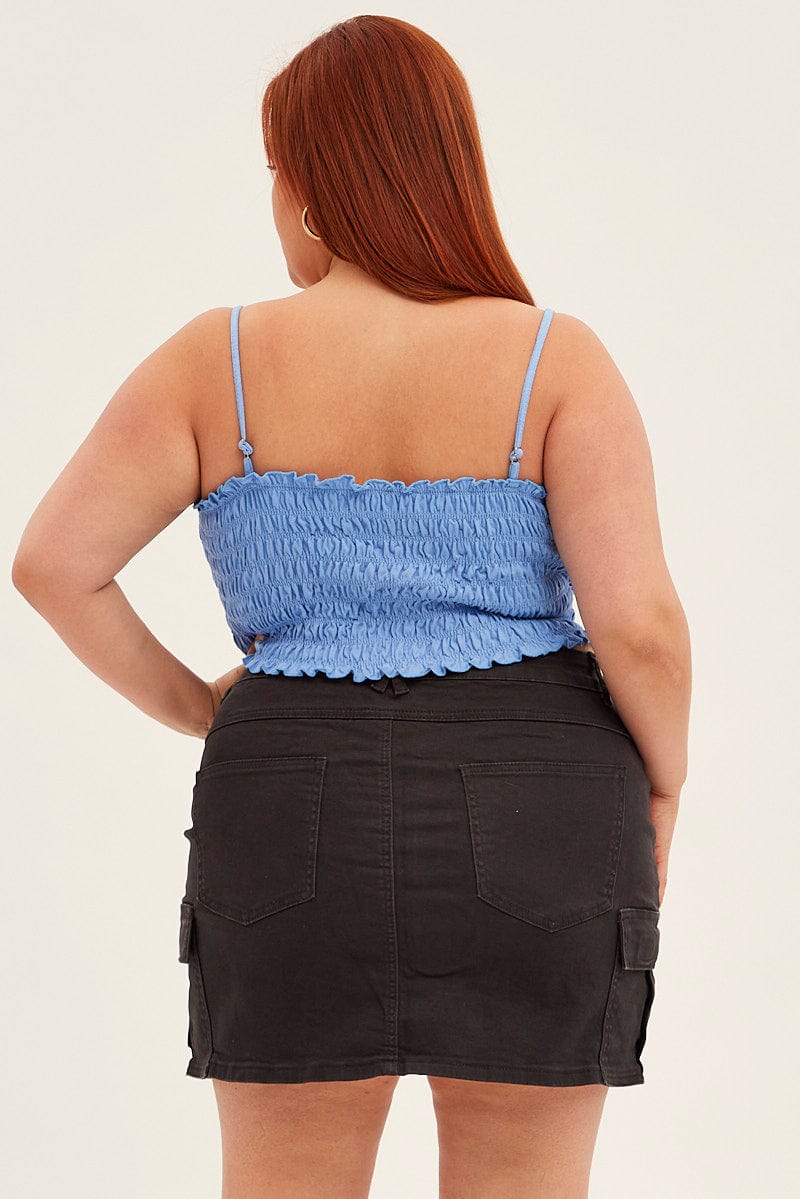 Grey Cargo Skirt Mini Side Pocket Cotton